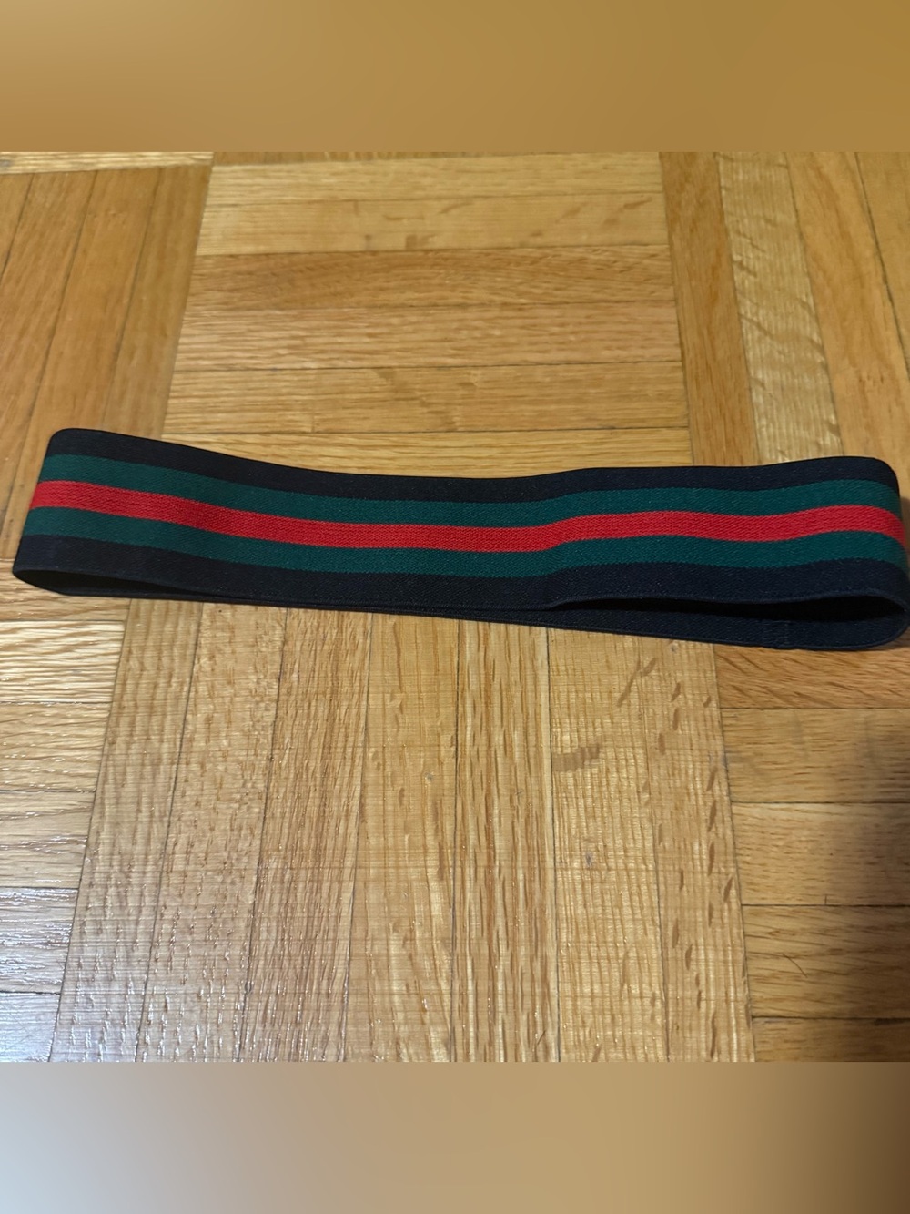Striped Webbing Strap with Black, Green & Red Bands